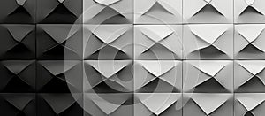 Black white dark gray abstract background. Geometric pattern shape. Line triangle polygon angle. Gradient. Shadow. Matte