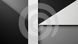 Black white dark gray abstract background. Geometric pattern shape. Line triangle polygon angle. Gradient. Shadow. Matte. 3d