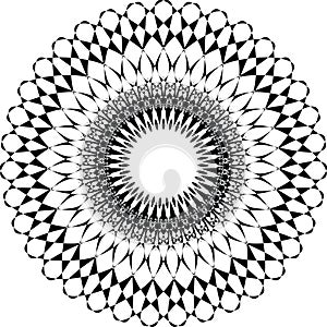 Black And White Decorative Symmetrical Ornate Ornament Ornamental Mandala Design 022