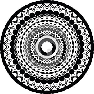Black And White Decorative Symmetrical Ornate Ornament Ornamental Mandala Design 028