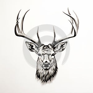 Black And White Deer Art: Large-scale Contemporary Realism With Bold Defined Lines