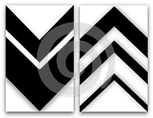 black white design, set of abstract pattern with dynamic lines in the form of an arrow