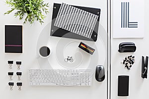 Black and white desk creation