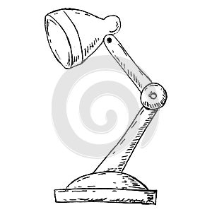 Black and white desk lamp isolated