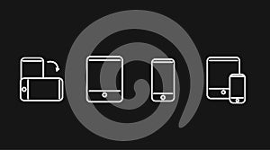 Black and White Devices Icon Set. Vector flat editable