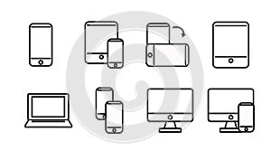 Black and White Devices Icon Set. Vector Isolated