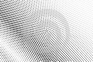 Black white diagonal dotted gradient. Half tone background.