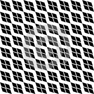 Black and white diagonal Geometric texture with rhombuses. Diamonds seamless pattern