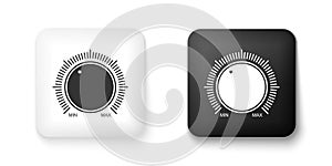 Black and white Dial knob level technology settings icon isolated on white background. Volume button, sound control