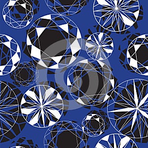 Black and White Diamond Seamless Pattern on Blue