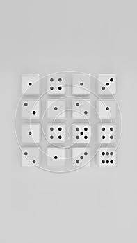 Black and White Dice on a white background, 3d render