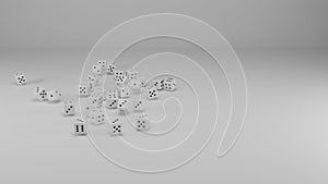 Black and White Dice on a white background, 3d render