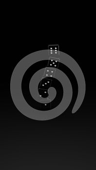Black and White Dice on a Black background, 3d render