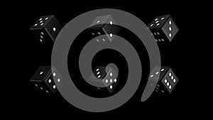 Black and White Dice on a Black background, 3d render