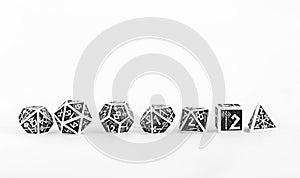 Black and white dices for rpg, dnd, tabletop or board games