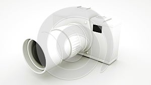 Black and White Digital DLSR Camera. 3D illustration