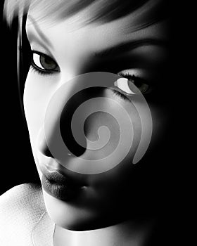 Black and White Digital Female Portrait