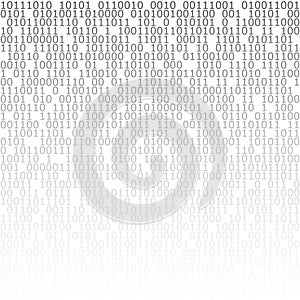 Black and white digital matrix background. Binary computer code. Vector illustration