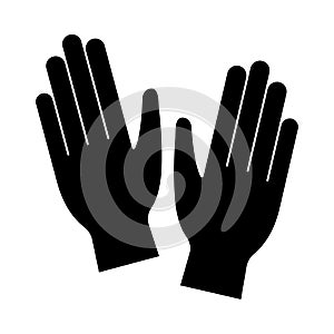 Black white disposable nitrile gloves silhouette