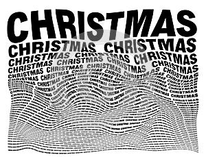 Black and white distorted background composed of Christmas decreasing words photo