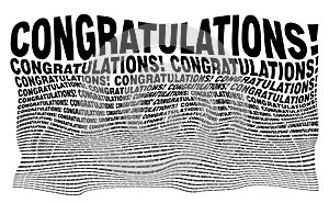 Black and white distorted background composed of Congratulations decreasing words photo