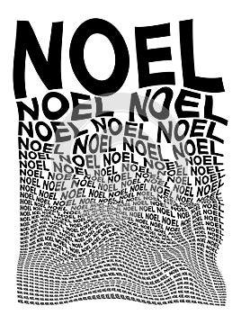 Black and white distorted background composed of french christmas decreasing words photo