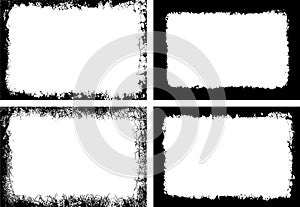 Black And White Distressed Grunge Frames Bundle, Featuring Four Unique Rectangular Frames
