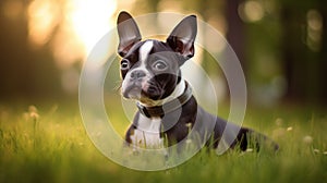 Boston Terrier In Lensbaby Composer Pro Ii: Sunset Serenity photo