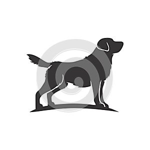 Black and white dog silhouette vector