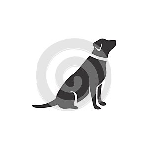 Black and white dog silhouette vector