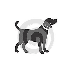 Black and white dog silhouette vector