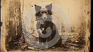 19th Century Dog Portrait In Wet Plate Collodion Style