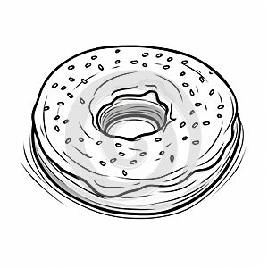 Black And White Donut Coloring Page With Sprinkles
