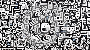 Black and white doodle art background