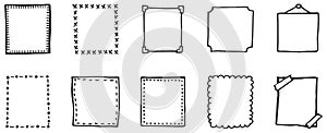 Black and white doodle frame set. Set of stationery