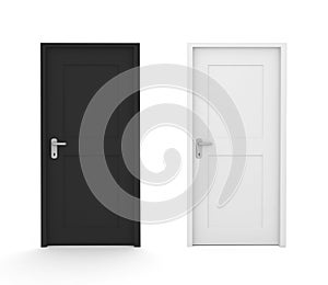 Black and white doors