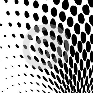 Black and white dots pop art background. Whimsical wavy spotted texture. Polka dots pattern with optical illusion.Vector