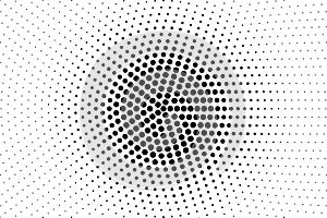 Black white dotted halftone background. Gungy centered dotted gradient.