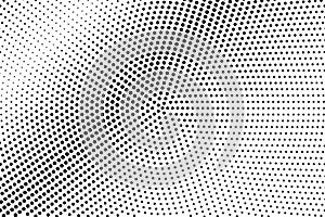 Black and white dotted halftone with diagonal gradient. Faded vector texture. Vintage effect graphic decor