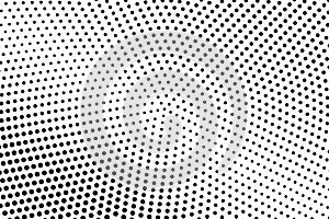 Black and white dotted halftone. Half tone background. Grey dotted gradient with diagonal light.