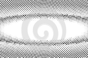 Black white dotted halftone. Half tone background. Grungy centered oval dotted gradient.