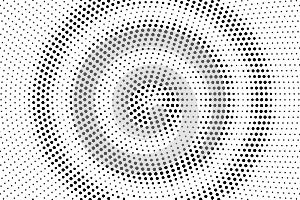 Black and white dotted halftone. Half tone background. Pale centered circle dotted gradient