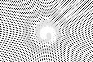 Black and white dotted halftone. Half tone background. White center circle dotted gradient.