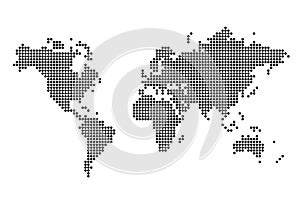 Black white dotted world map