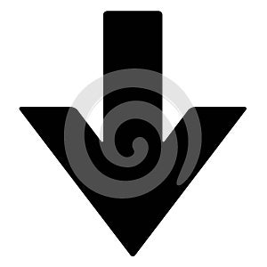 Black and white down arrow web icon photo