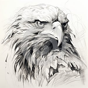 Intense Eagle Sketch In Andrzej Sykut Style - Free High Resolution photo