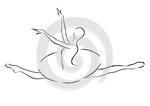 Black and white drawing of a ballerina jumping