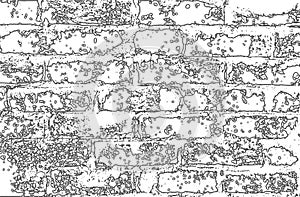a black and white drawing of a brick wall, a old brick walls, vintage different types of brick paving stones,