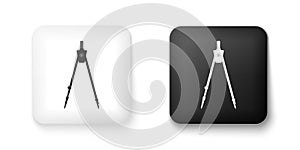 Black and white Drawing compass icon isolated on white background. Compasses sign. Drawing and educational tools