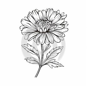 Minimalistic Black And White Chrysanthemum Tattoo Design